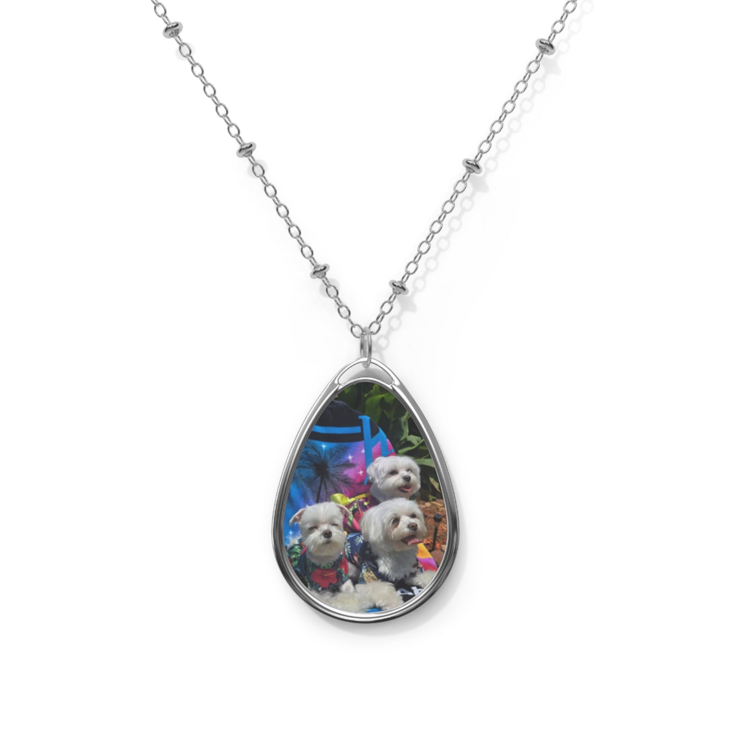 Custom Ellipse Pendant Necklace – Personalized Pet Lover Jewelry