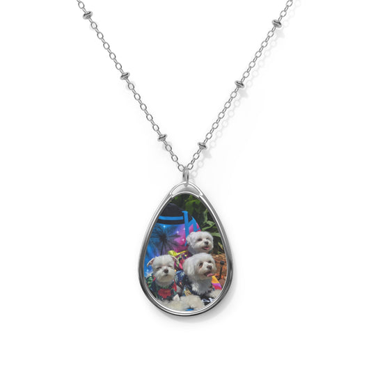 Custom Ellipse Pendant Necklace – Personalized Pet Lover Jewelry