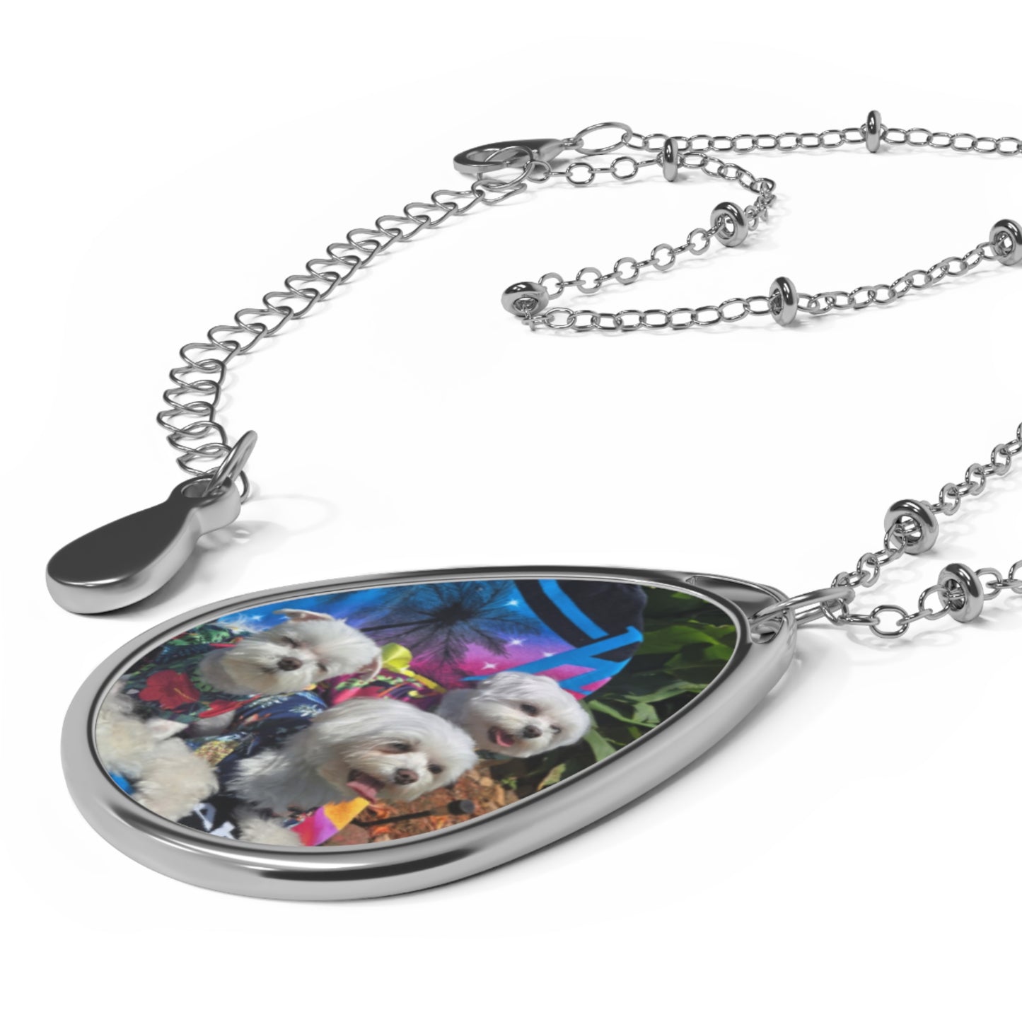 Custom Ellipse Pendant Necklace – Personalized Pet Lover Jewelry